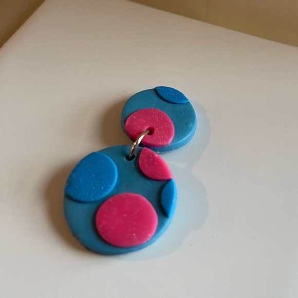 Geometric Shape Colorful Pattern Clay Earrings - Picture 6 of 10